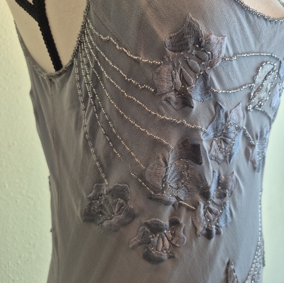 Sue Wong Nocturne Silk Y2K Beaded Embroidered Maxi Dress Size 14 FLAWS - Picture 11 of 16